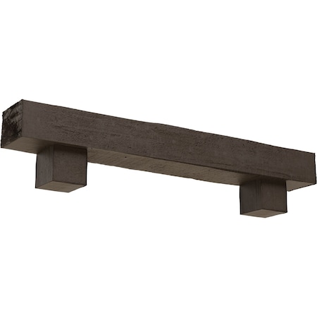 Ekena Millwork Kit w/ Alamo Corbels, NaturaL Honey Dew, 8"H x 12"D x 60"W Rough Cedar Faux Wood Fireplace ManteL MANURC08X12X60AOHD